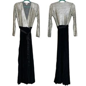 NWT LuLaRoe DeAnne Elegant  Dress XXS Maxi Wrap Metallic Black Skirt